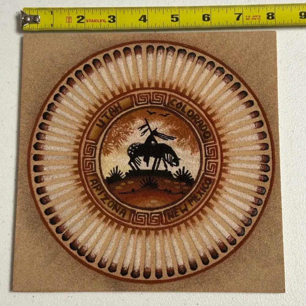 Cleveland Nez Vintage Sand Art End of the Trail Native American Southwest States